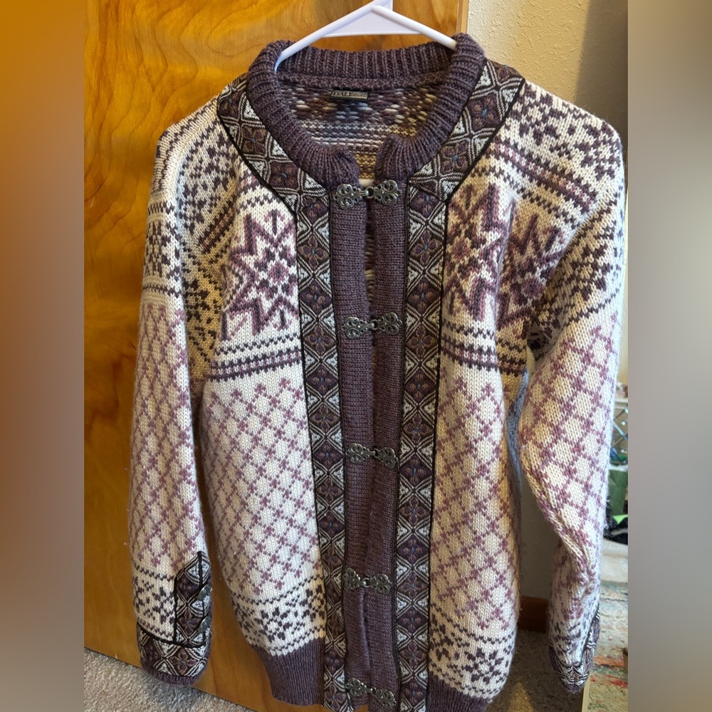 Dale of Norway Scandinavian winter pattern pure wool sweater cardigan size 38